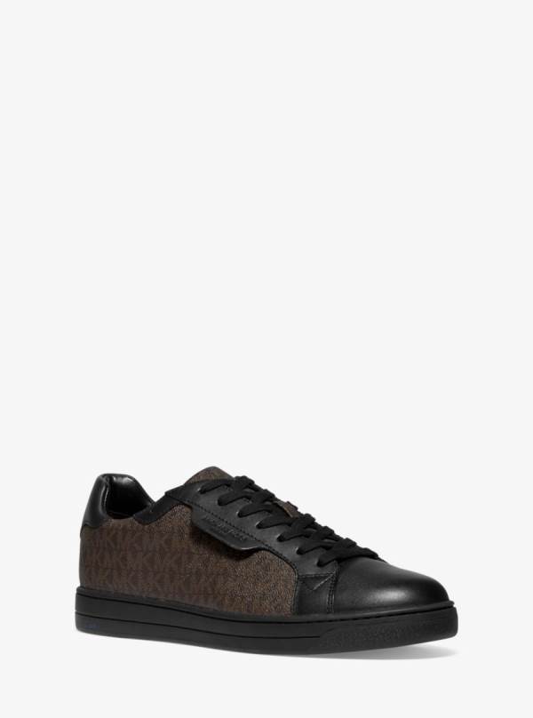 Panske Tenisky Michael Kors Keating Logo and Leather Hnede - Topanky Michael Kors Outlet | ZMTUJ-0961